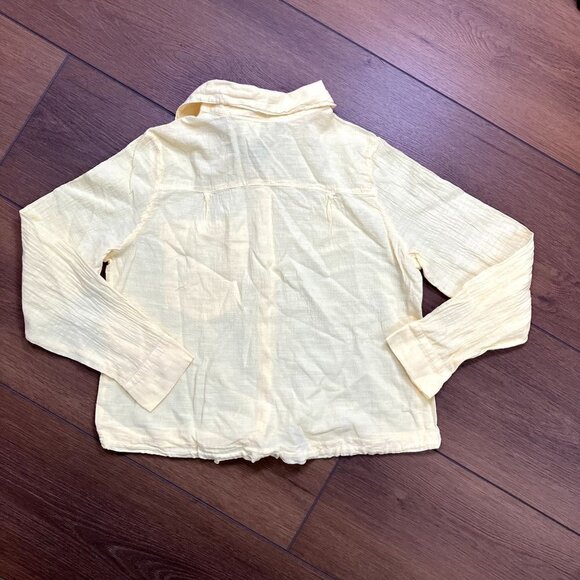 Six/Fifty NWT Button-up Cropped Yellow Long Sleeve Shirt Sz M - Picture 2 of 5